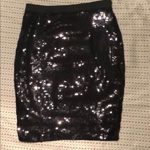 High waisted black sequin pencil skirt